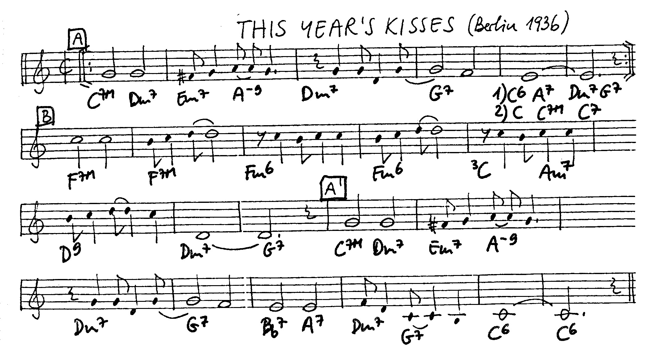 this year's kisses leadsheet – book us for your next 20s or gatsby event